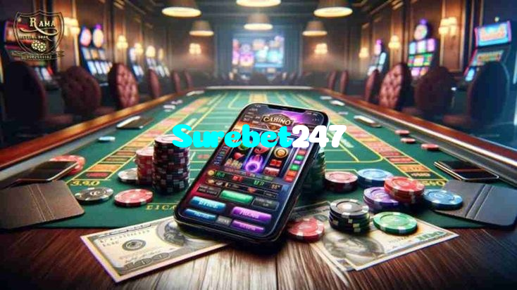 Surebet247 casino presented on mobile device in Pakistan with slots and live games